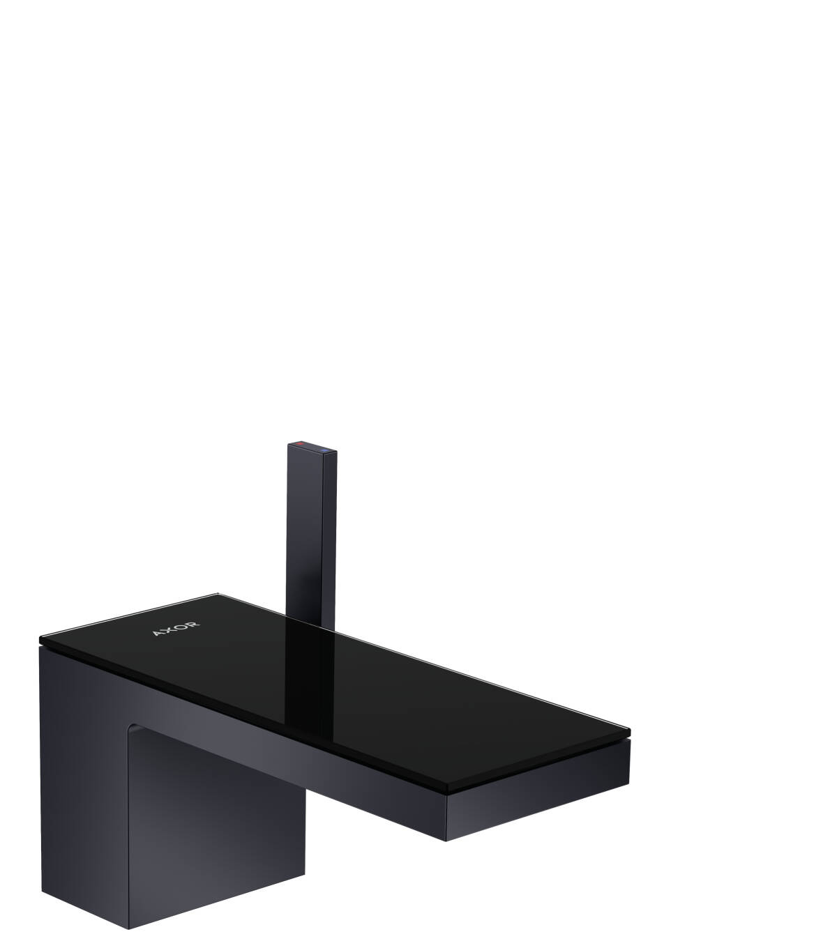 Single lever basin mixer 70 with push-open waste set, Satin Black/Black Glass, 47010350