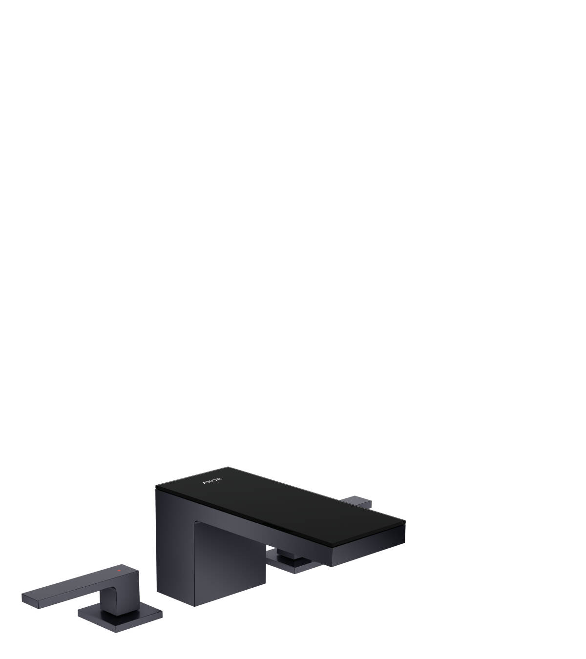 3-hole basin mixer 70 with push-open waste set, Satin Black/Black Glass, 47050350