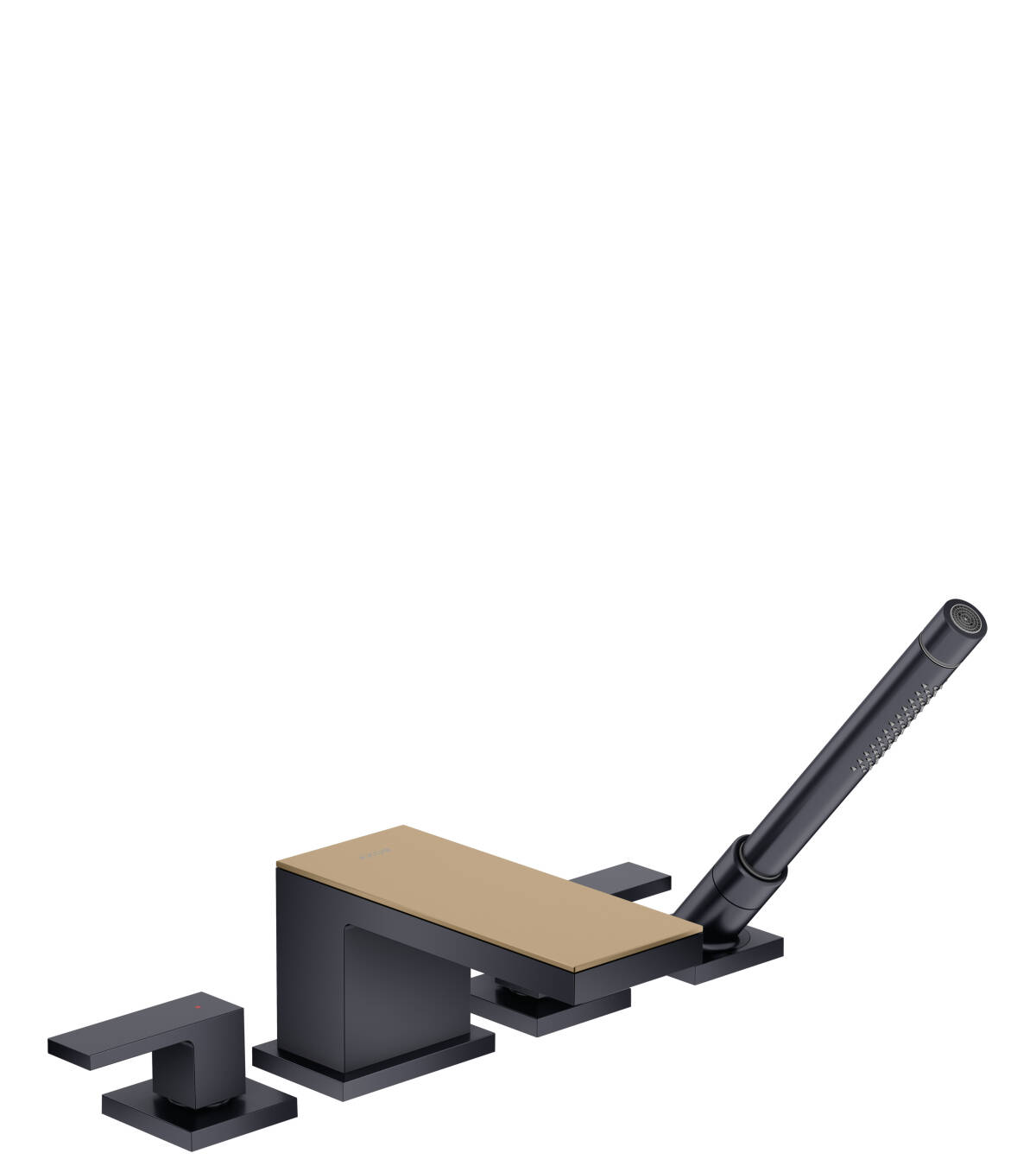 4-hole rim mounted bath mixer, Satin Black / Brushed Bronze, 47430360