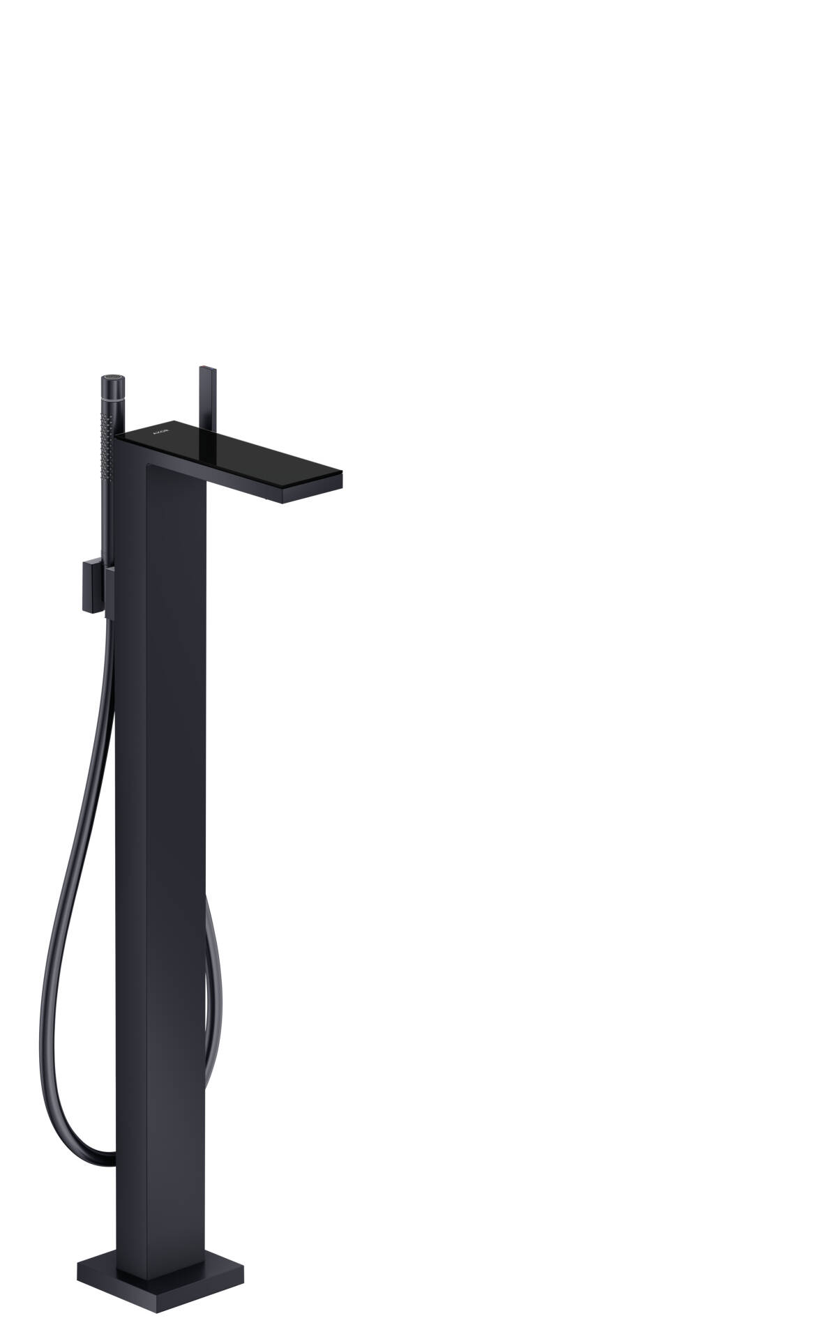 Single lever bath mixer floor-standing, Satin Black/Black Glass, 47440350