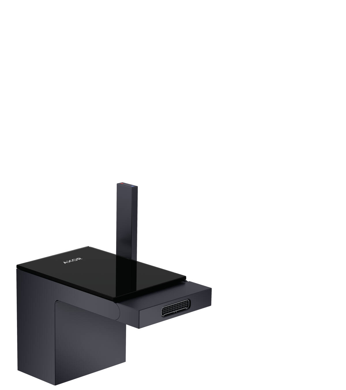 Single lever bidet mixer with push-open waste set, Satin Black/Black Glass, 47210350