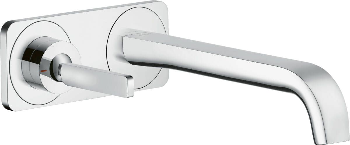 Single lever basin mixer for concealed installation wall-mounted with pin handle, spout 221 mm and plate, Chrome, 36114000